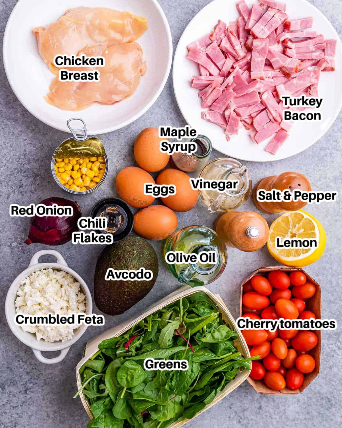 ingredients to make the cobb salad.