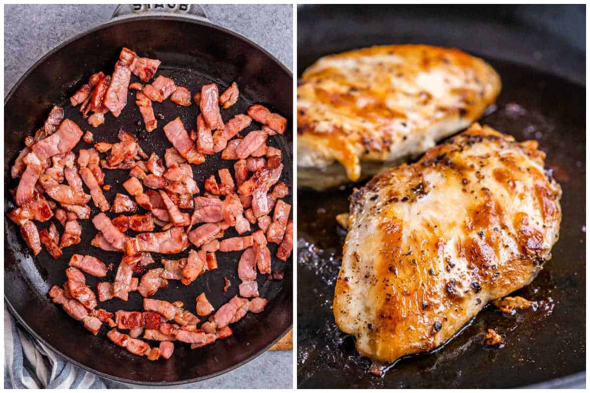 process shot to cook the turkey bacon and the chicken breast.