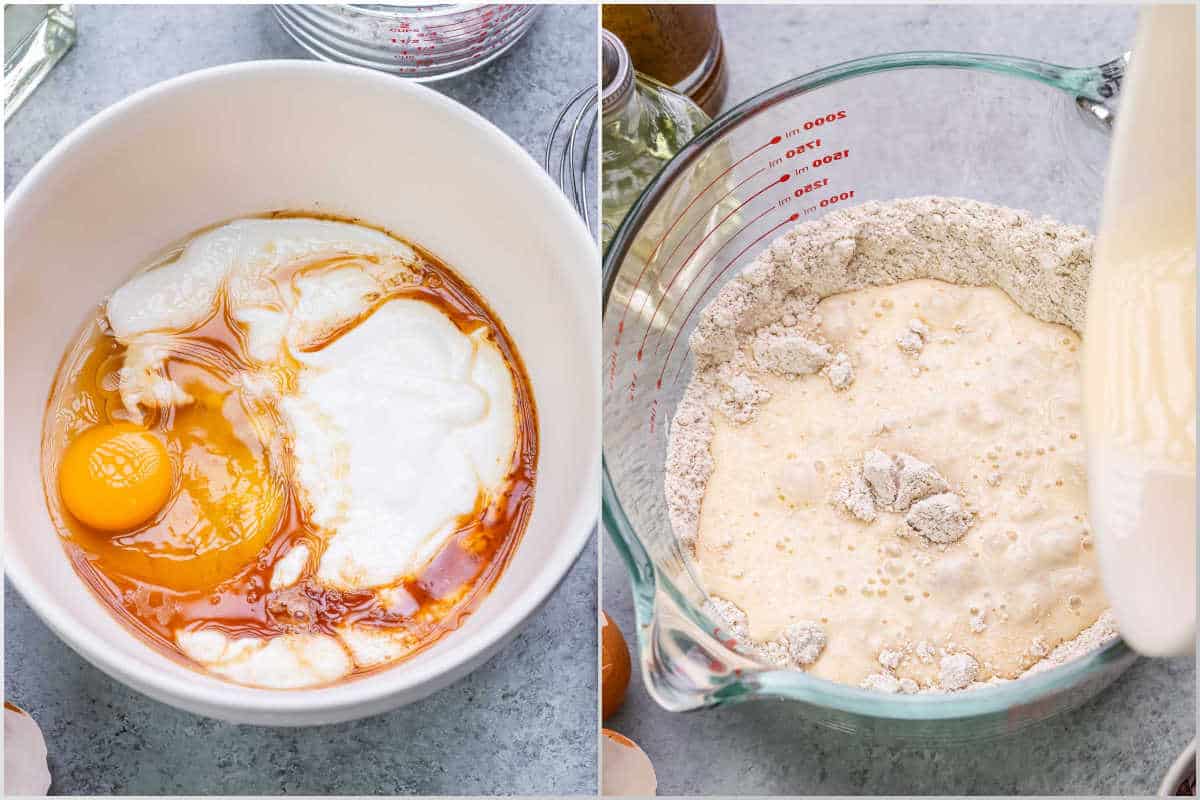 Process shot to make the pancake batter. 