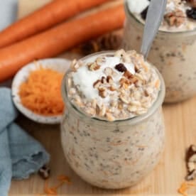 carrot cake overnight oats in a jar.