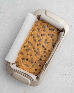 batter placed in a pan.