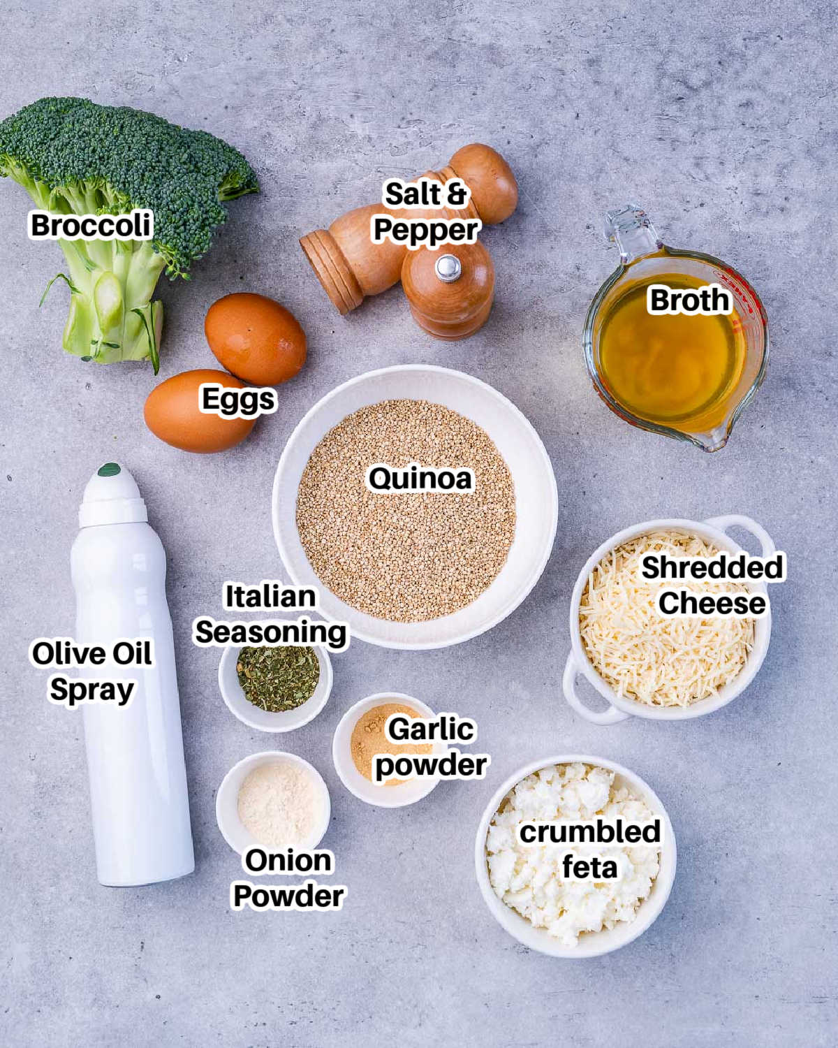 Ingredients to make quinoa egg bites.