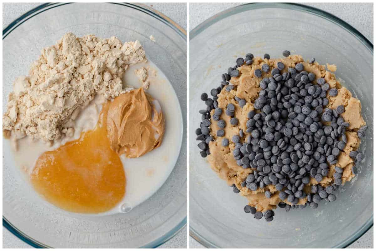 process shot to mix the cookie dough ingredients and add chocolate chips.