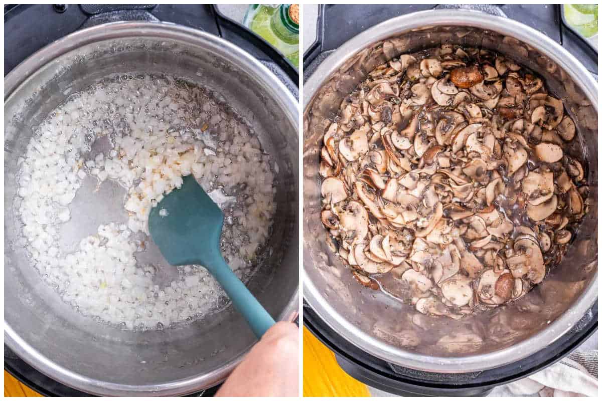 process shot to saute the onion and mushroom in an Instant Pot.