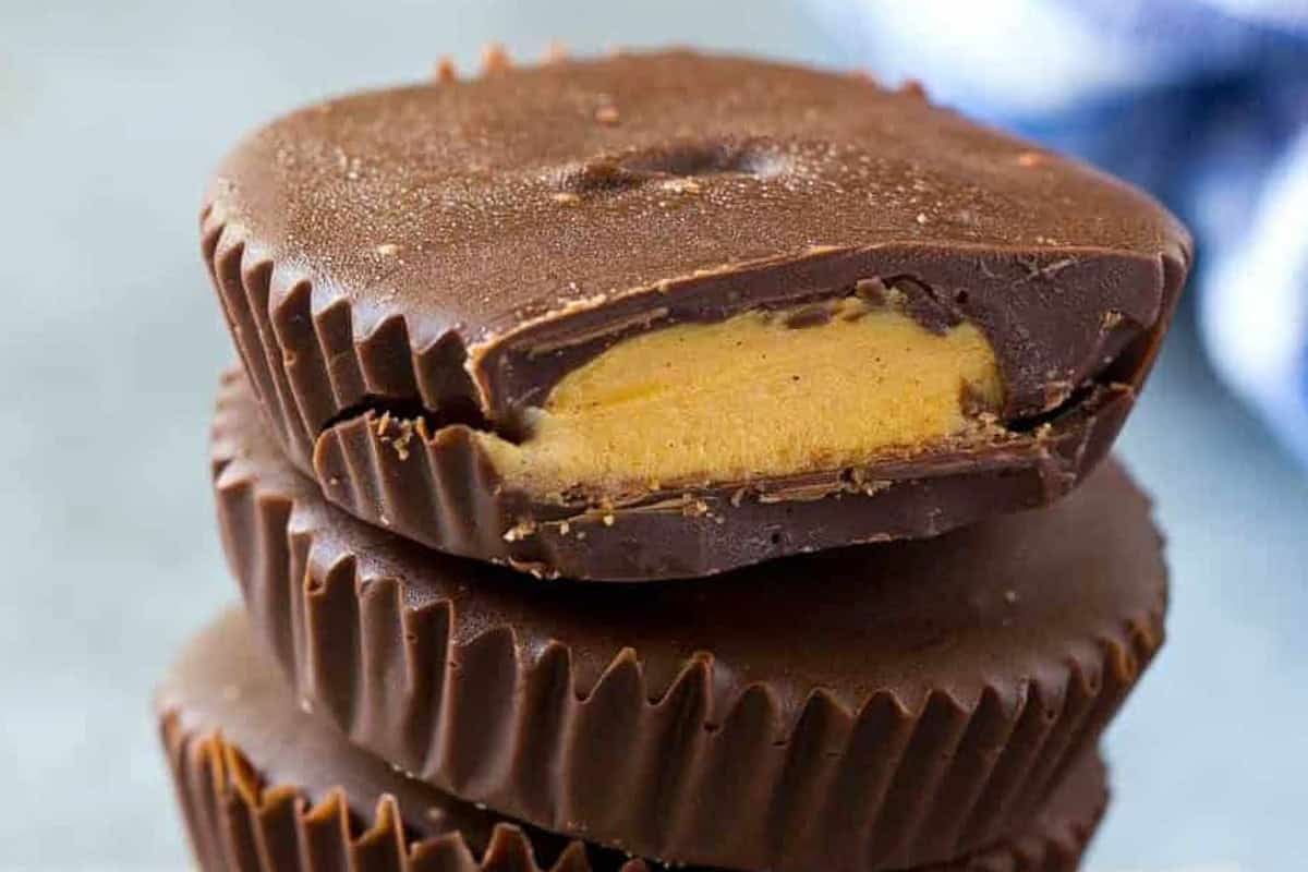 a bite taken out of a peanut butter cups.