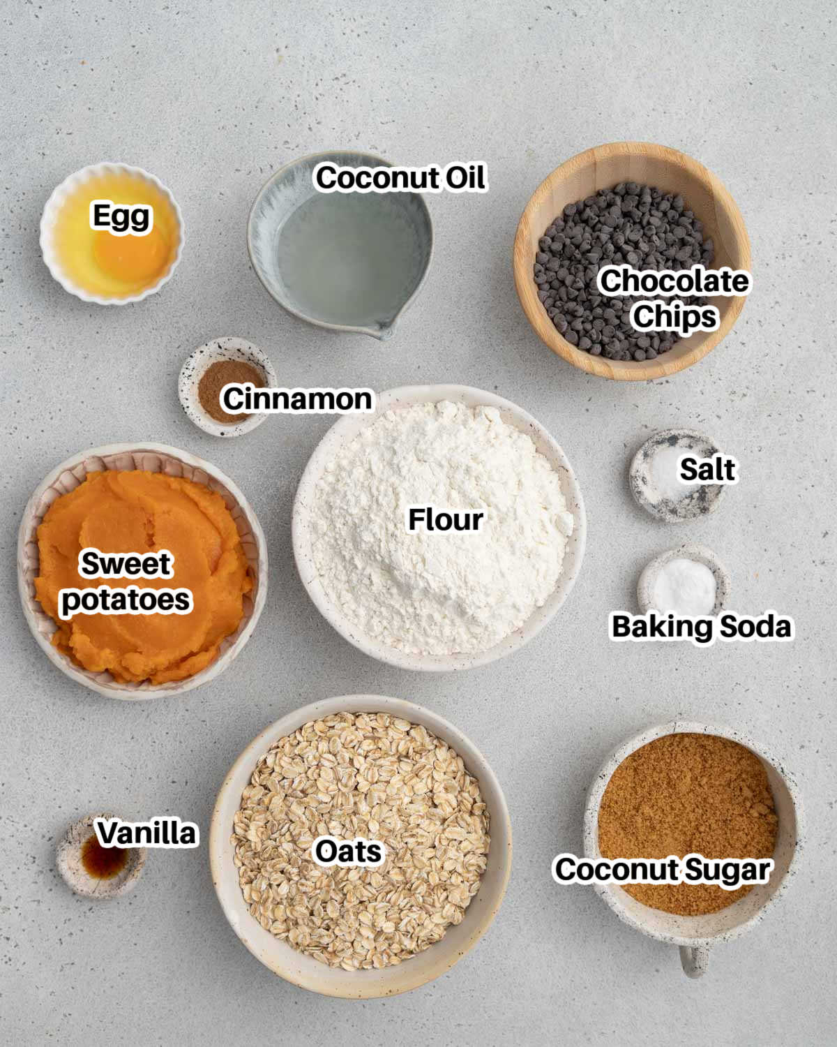 ingredients for sweet potato cookies.