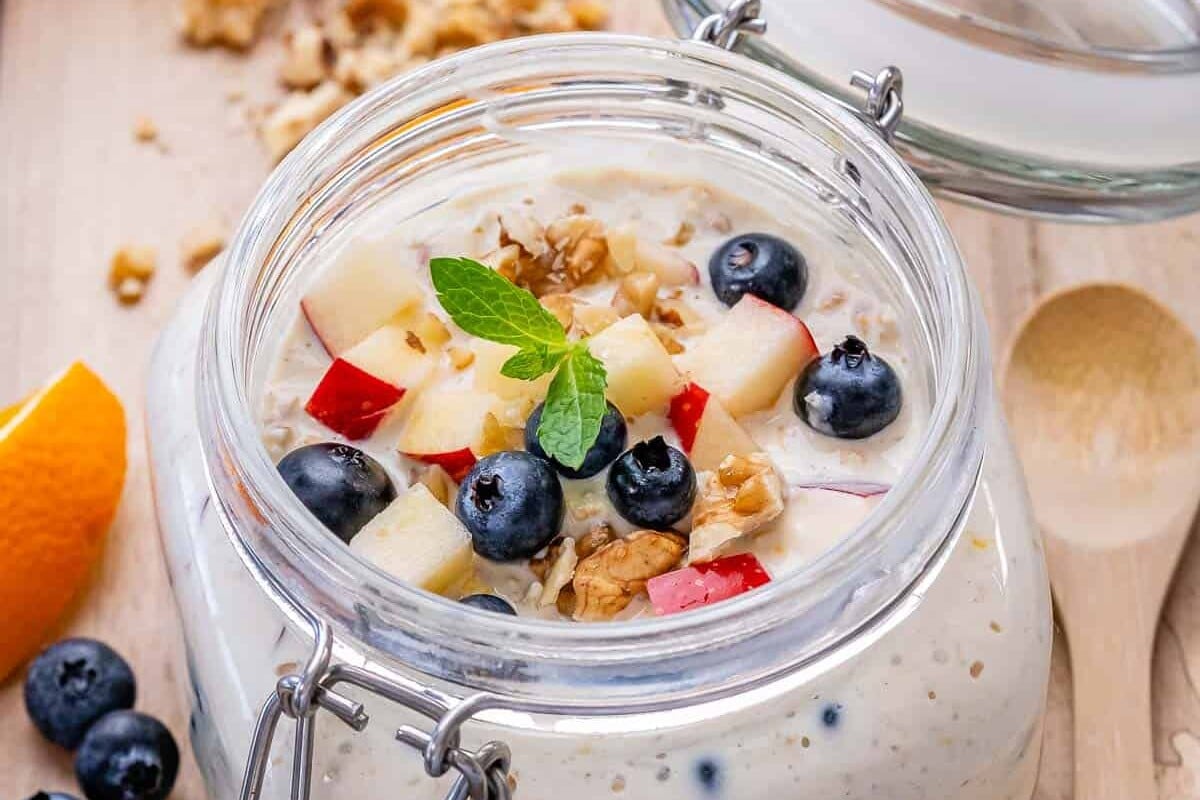 Overnight oats in a jar.