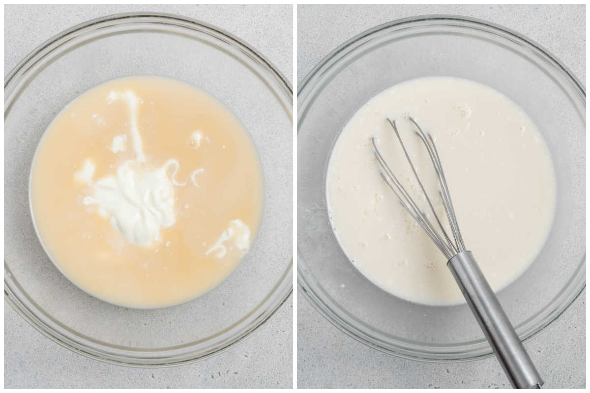 process shot to milk the milk with honey and yogurt.