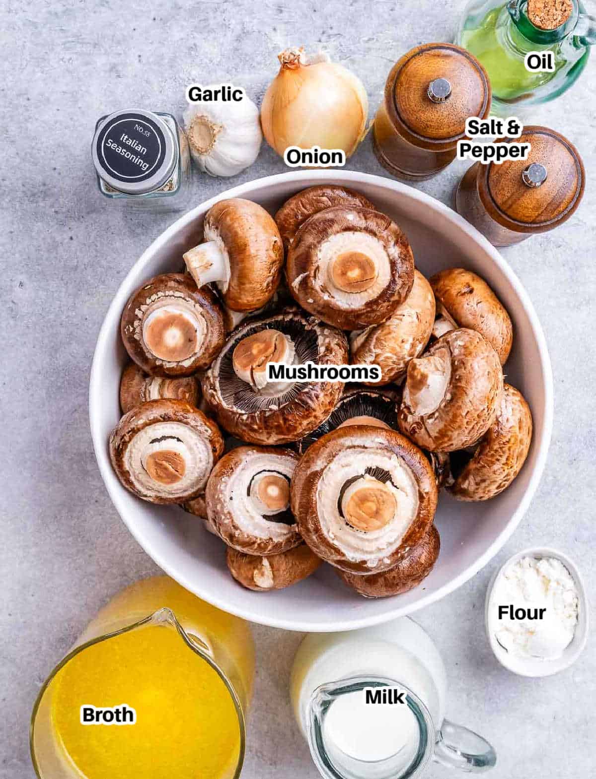 Cream of mushroom soup ingredients.