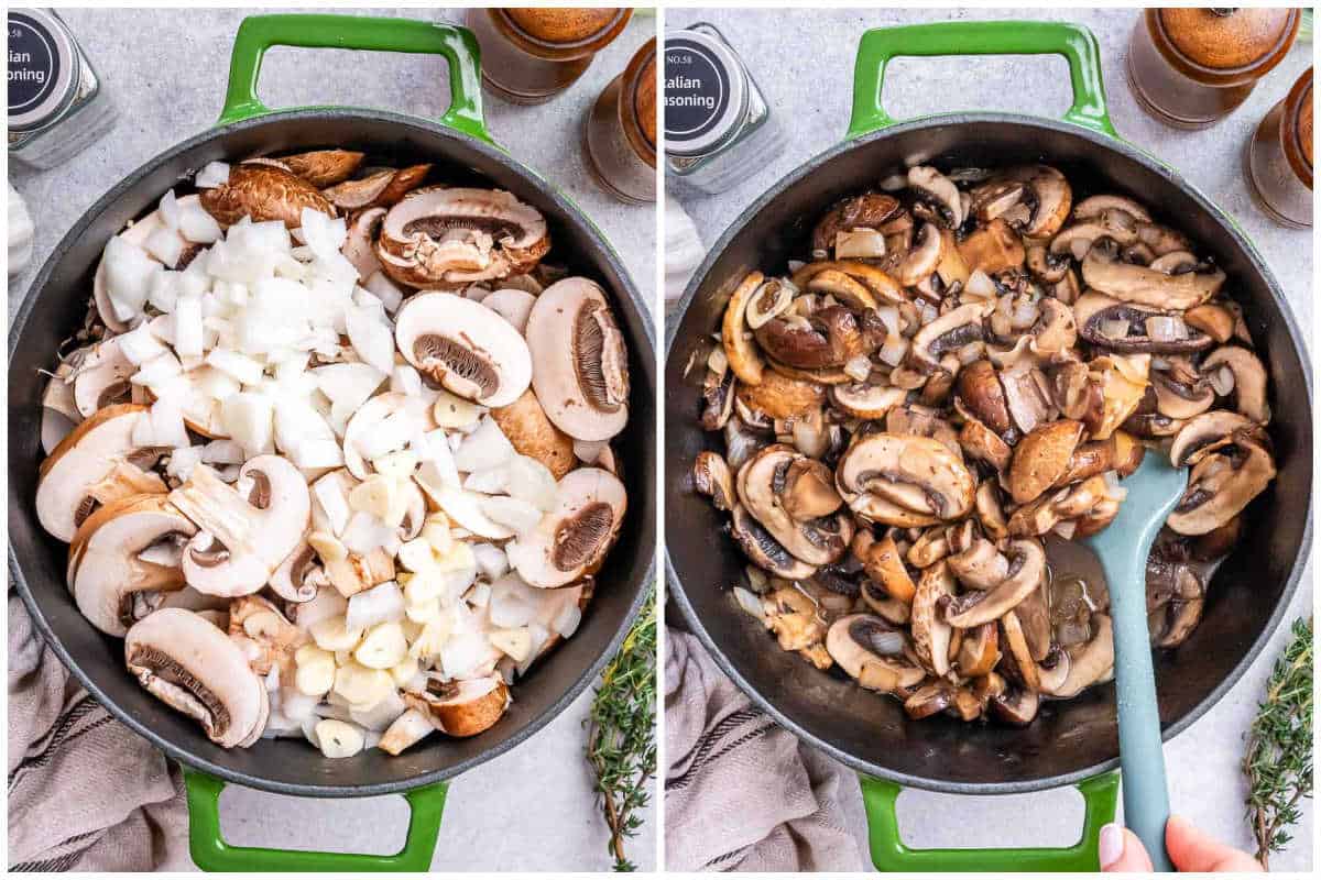 process shot to saute the onion and mushrooms.