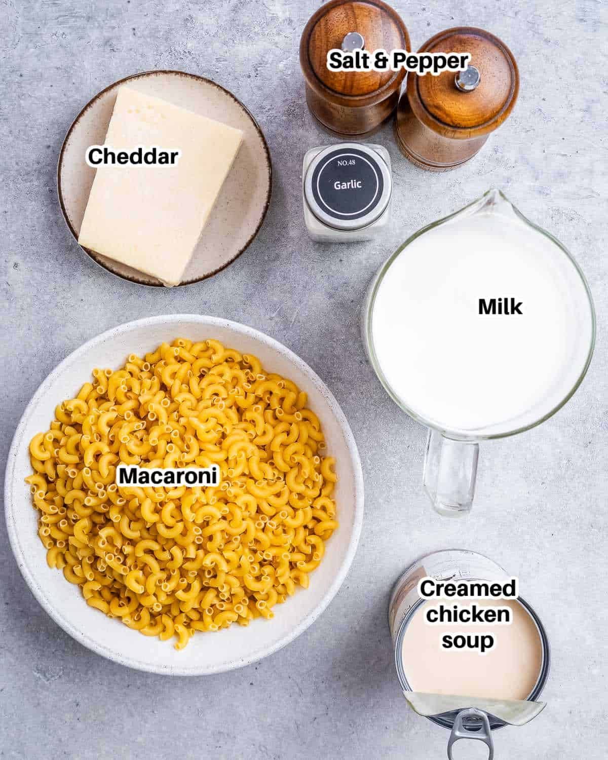 Ingredients to make mac and cheese in a crockpot.