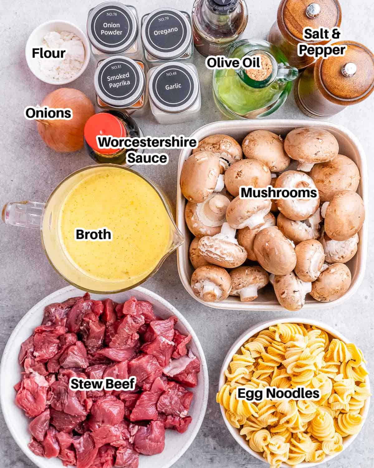 ingredients to make beef stroganoff in the Instant Pot.