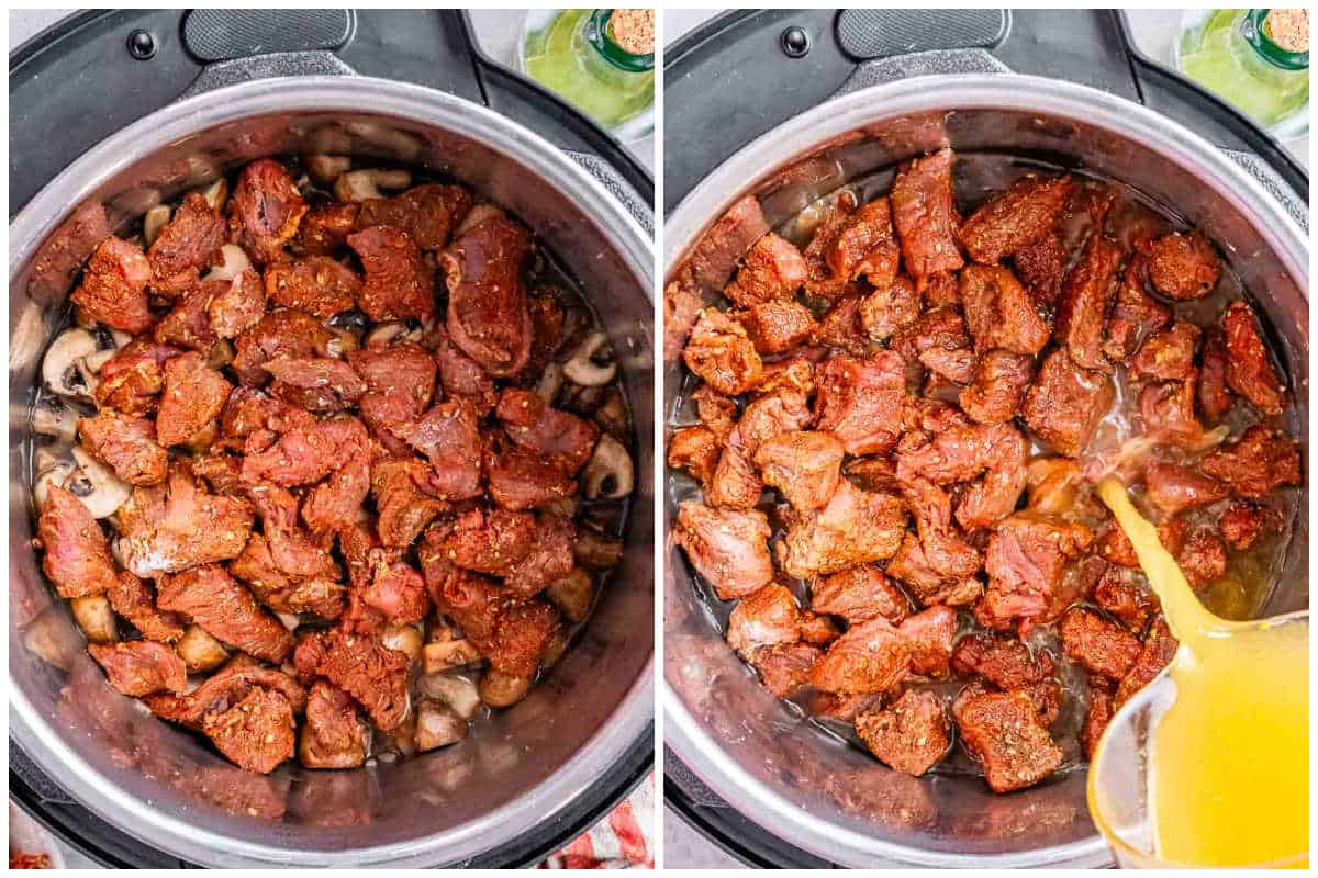 process shot cooking the stew beef in the instant pot.