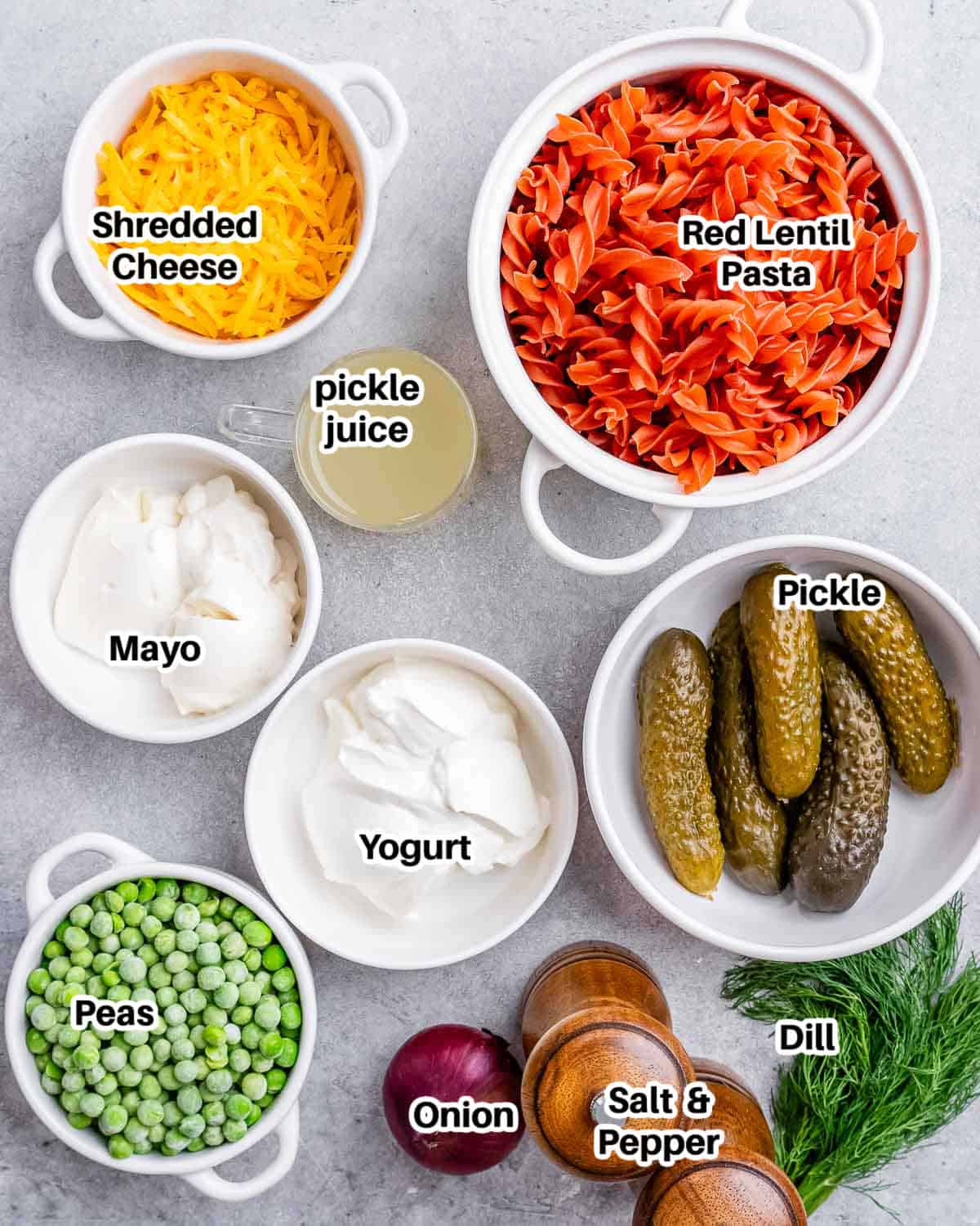 ingredients for pickle pasta salad

