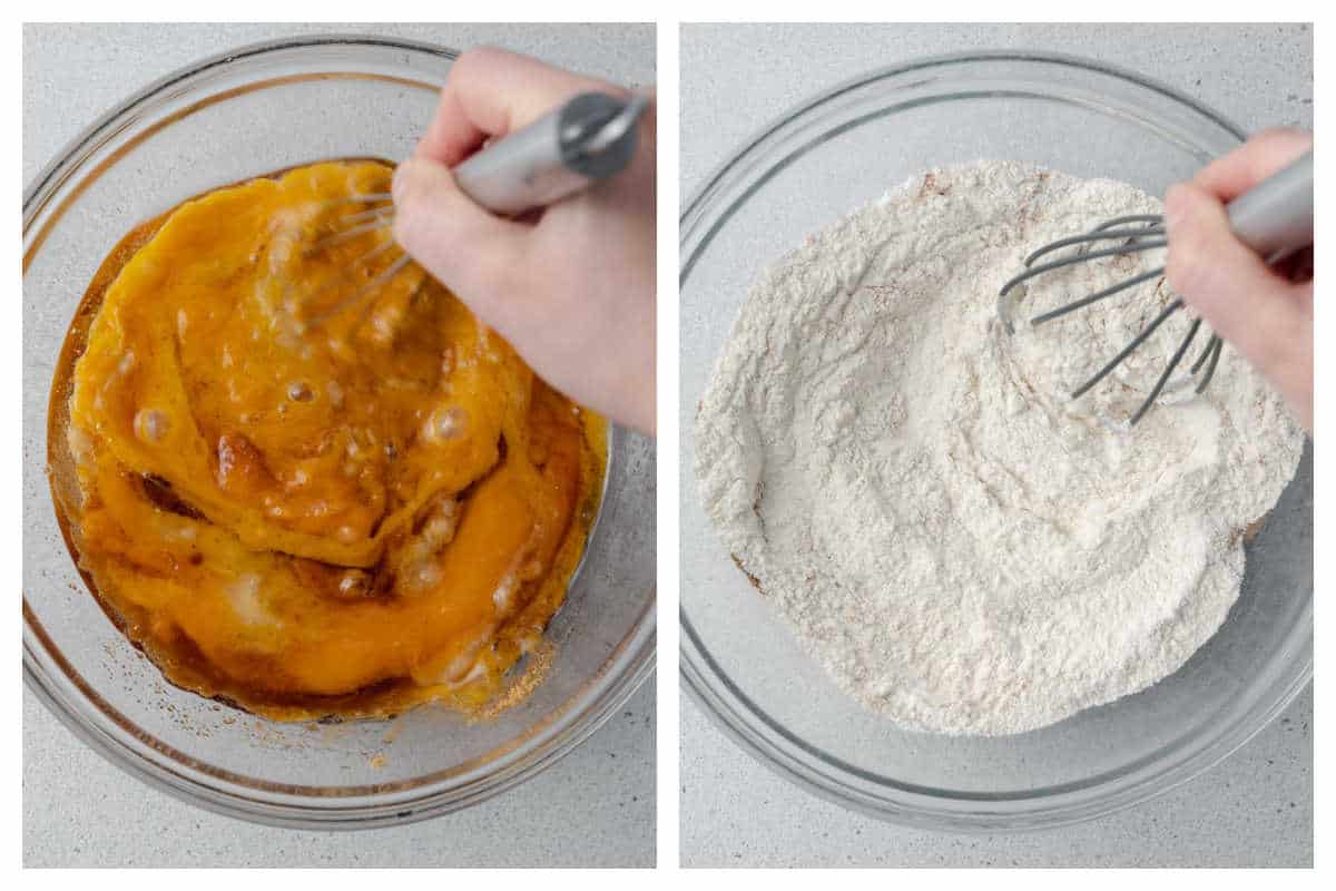 process shot to mix the pumpkin puree and prep the flour.
