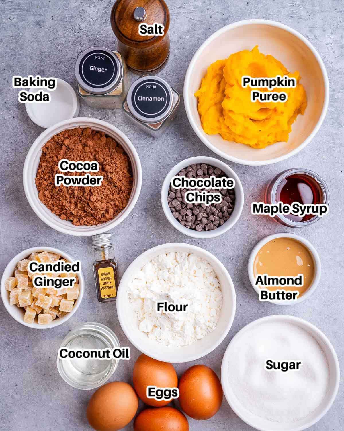 pumpkin brownie ingredients.