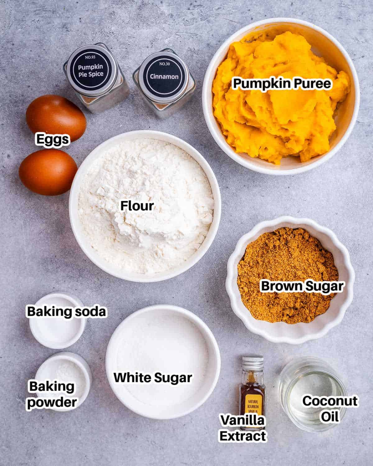 ingredients to make pumpkin donuts.