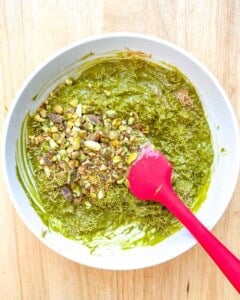 crushed pistachio added over the pistachio kataifi mixture.