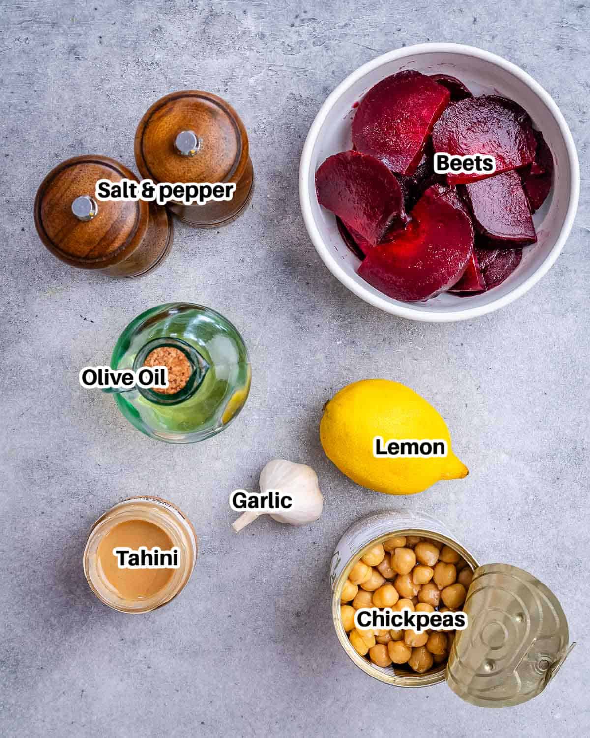 ingredients for beet hummus.