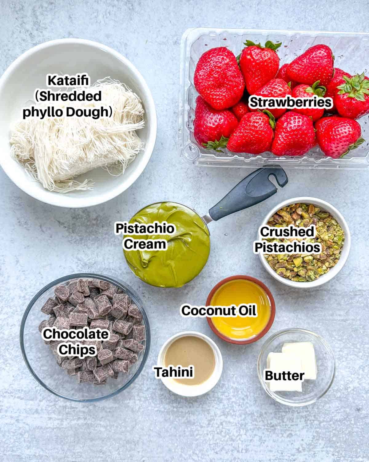 Ingredients to make Dubai strawberries. 