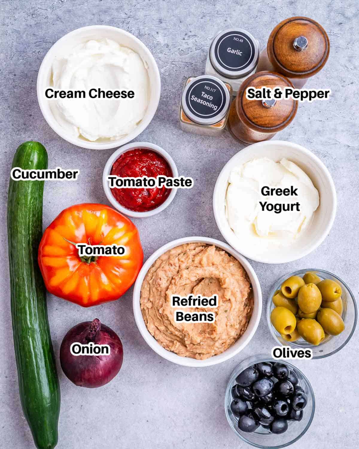ingredients for taco dip.