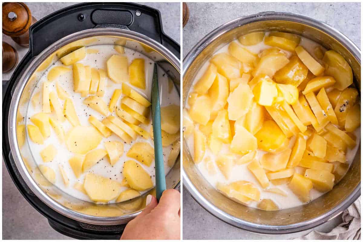 tossing the ingredients together in the Instant Pot.