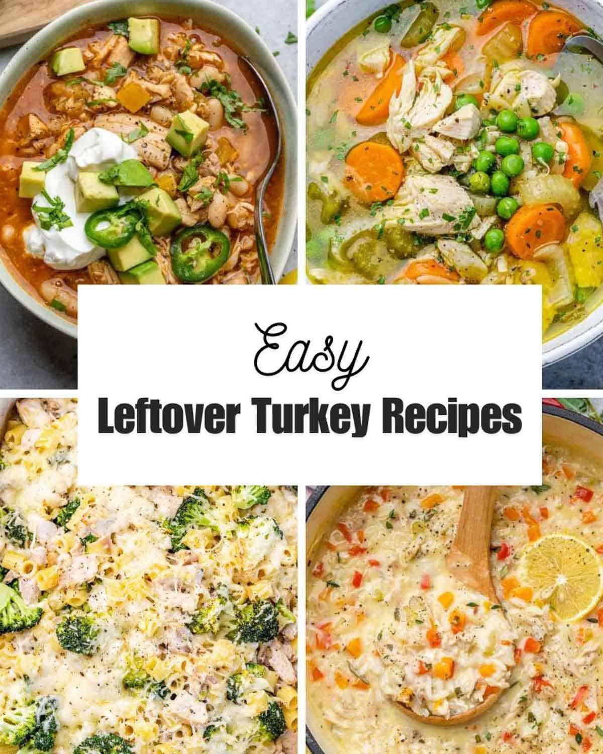 collage graphics for turkey soup and chili recipes.