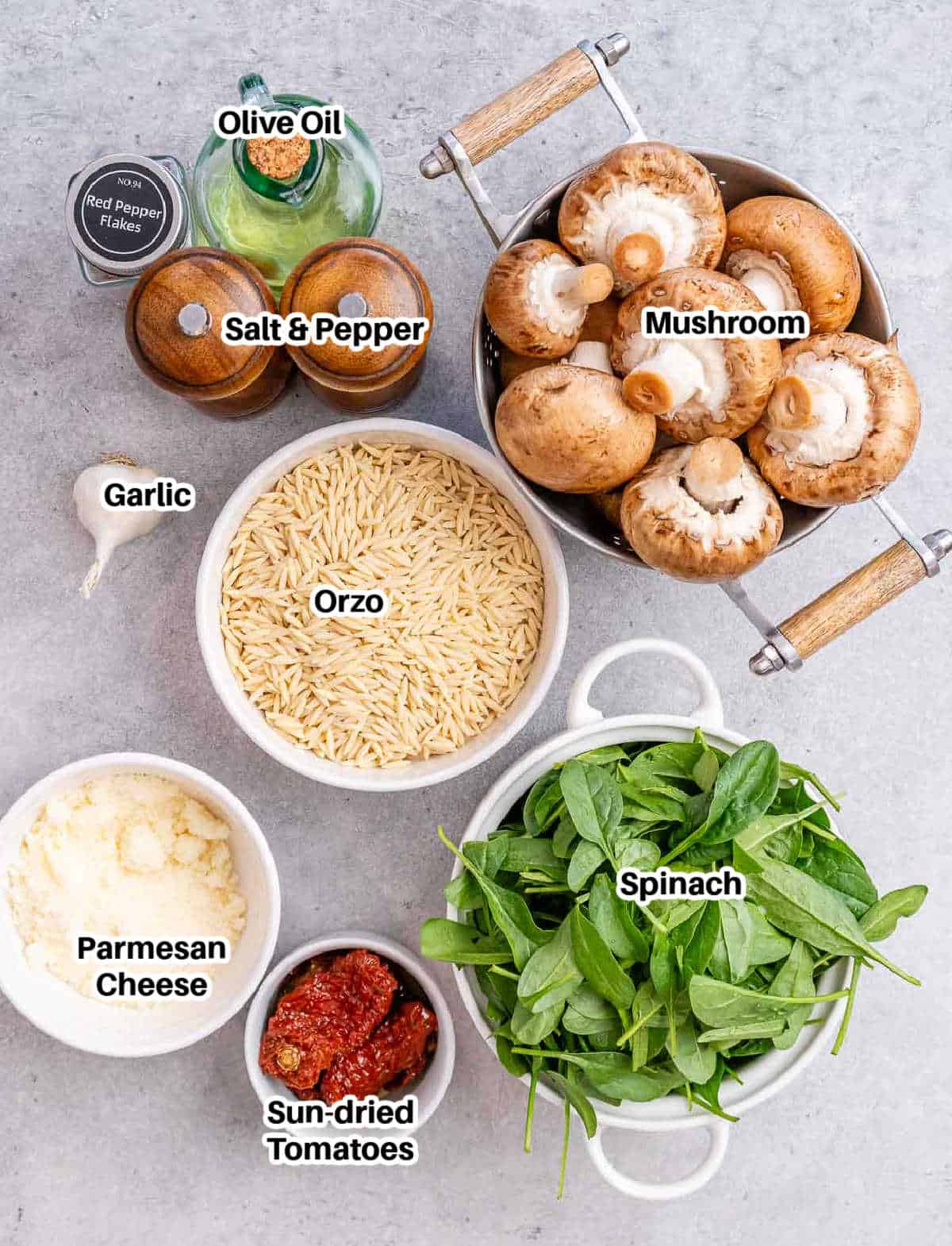 mushroom orzo ingredients.