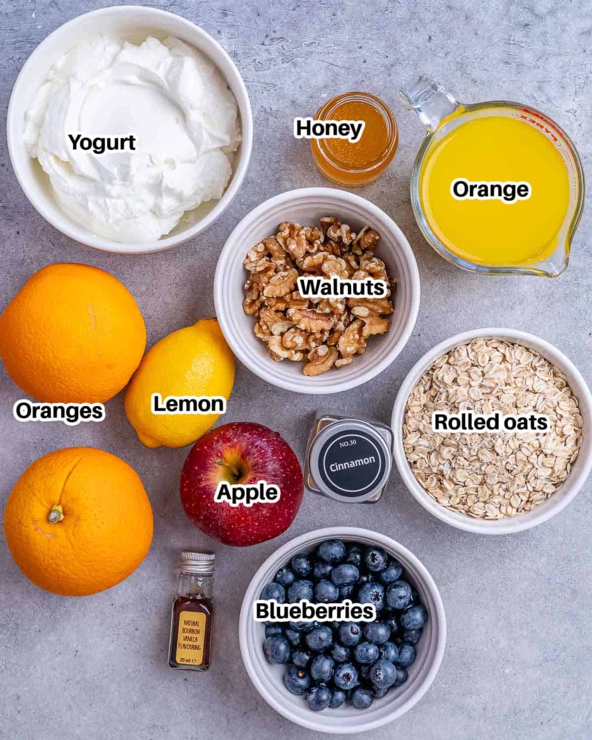 ingredients for princess diana's overnight oats 