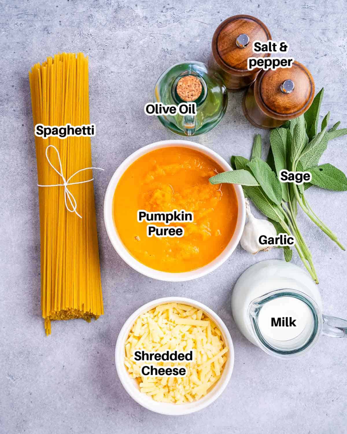ingredients to make pumpkin alfredo.
