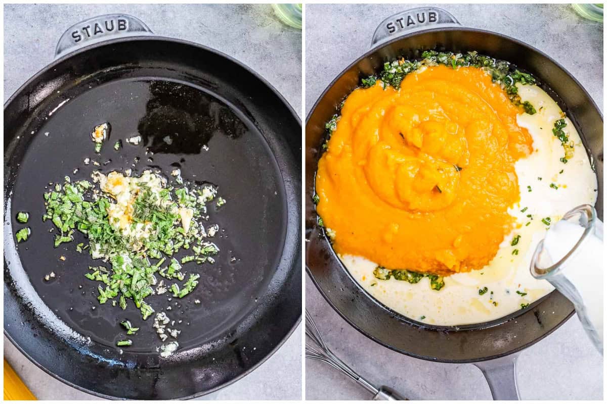 process shot to cook the aromatics and make the pumpkin sauce.