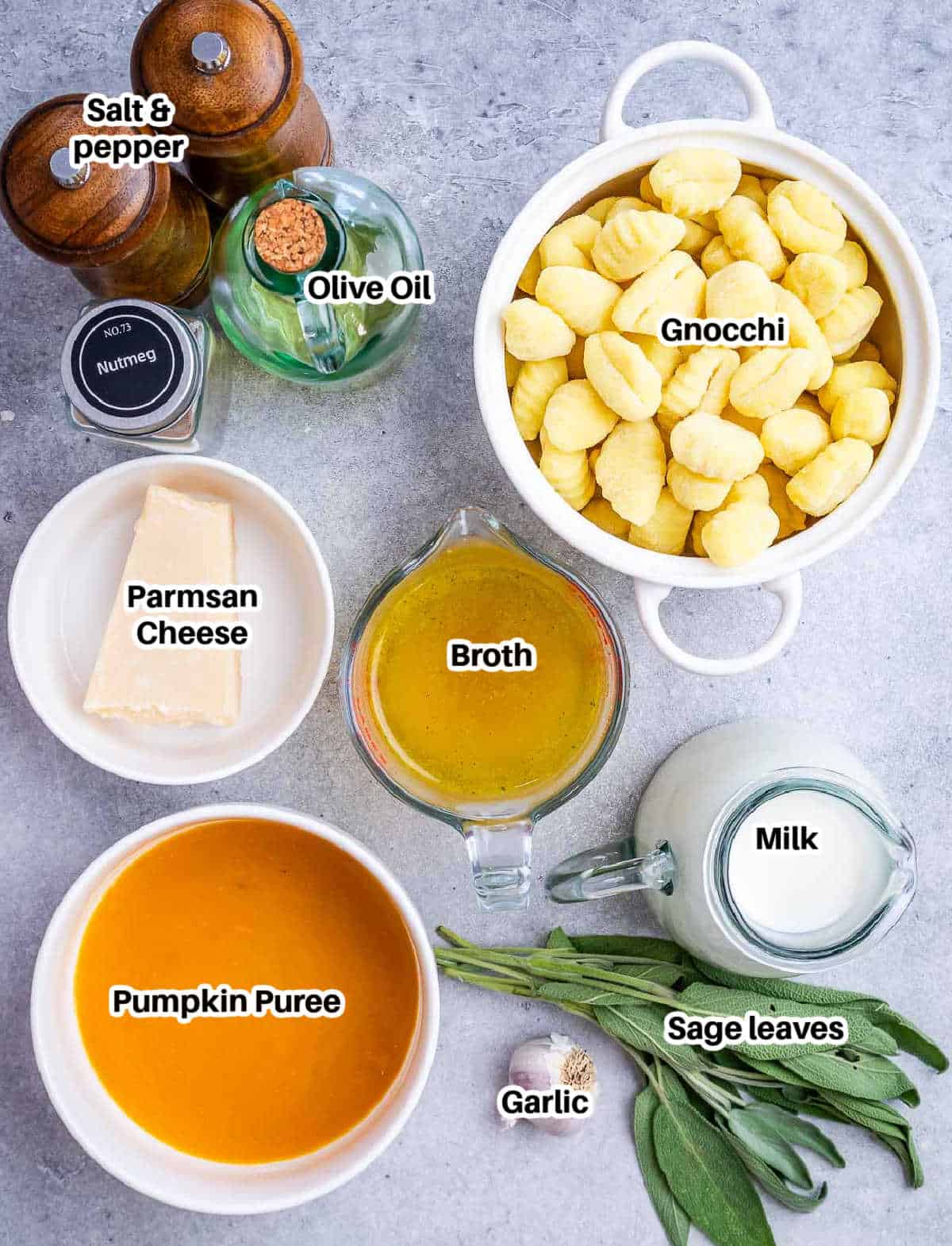ingredients to make pumpkin gnocchi.