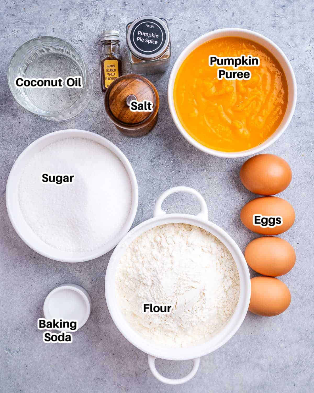 ingredients to make pumpkin pound cake.