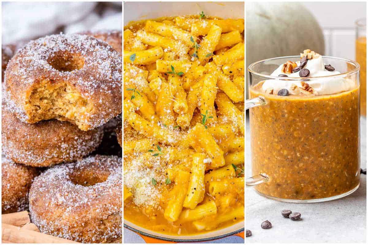 Collage for 3 pumpkin recipes.
