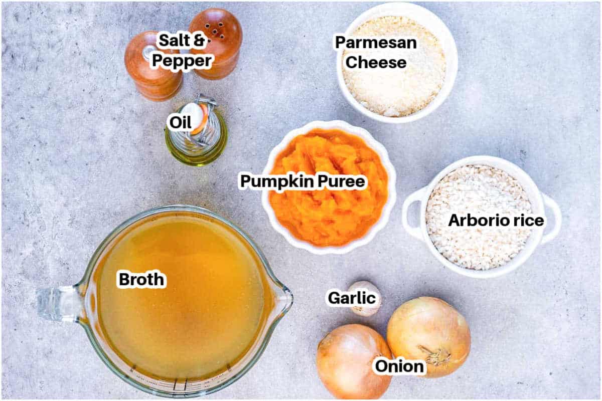 Ingredients for pumpkin risotto.