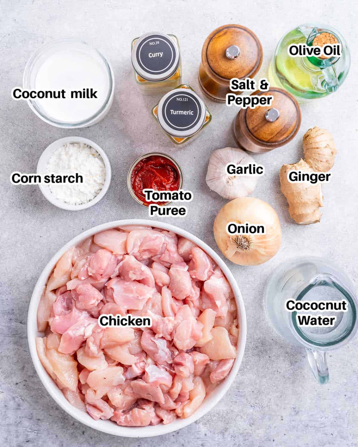 ingredients for slow cooker chicken curry.