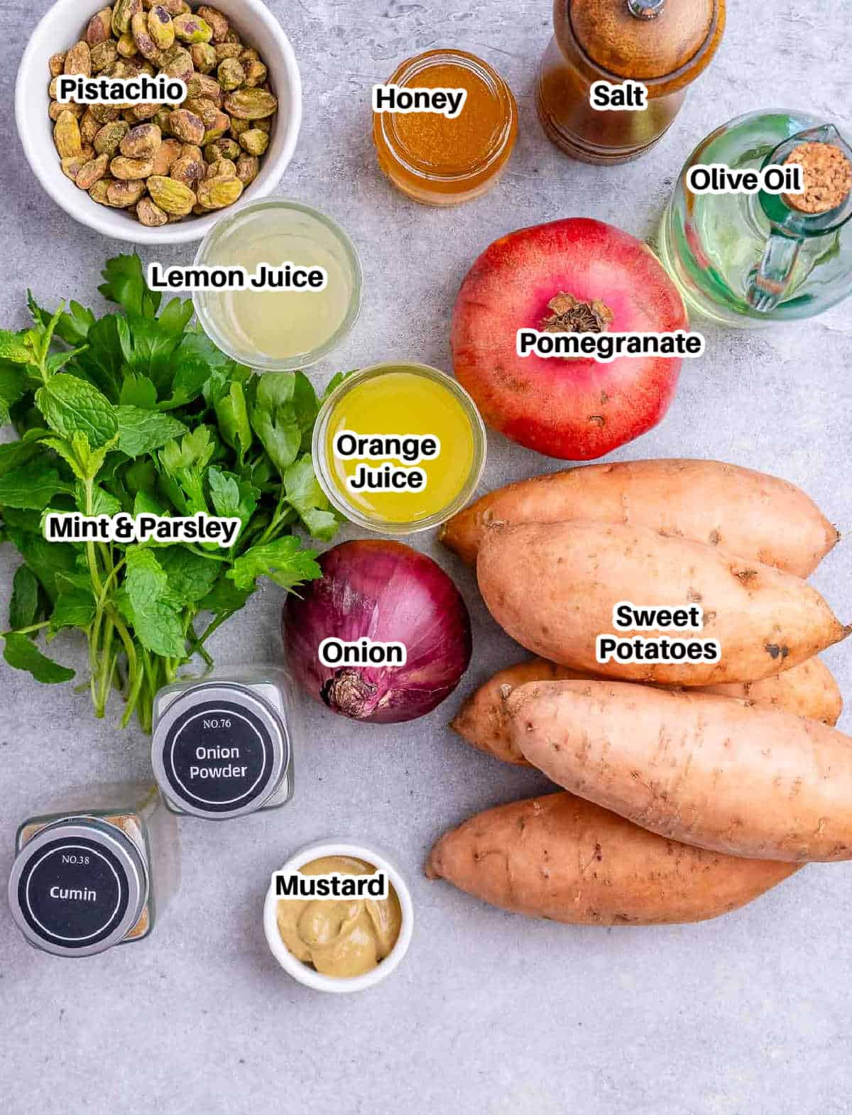 ingredients for sweet potato salad.