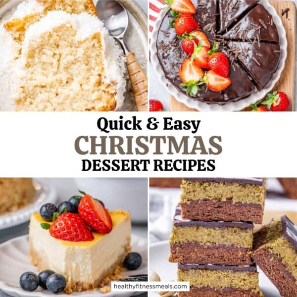 collage of 4 desserts for a Christmas dessert recipe roundup.