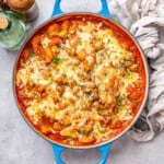 chicken and gnocchi in a tomato sauce.