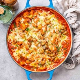 chicken and gnocchi in a tomato sauce.