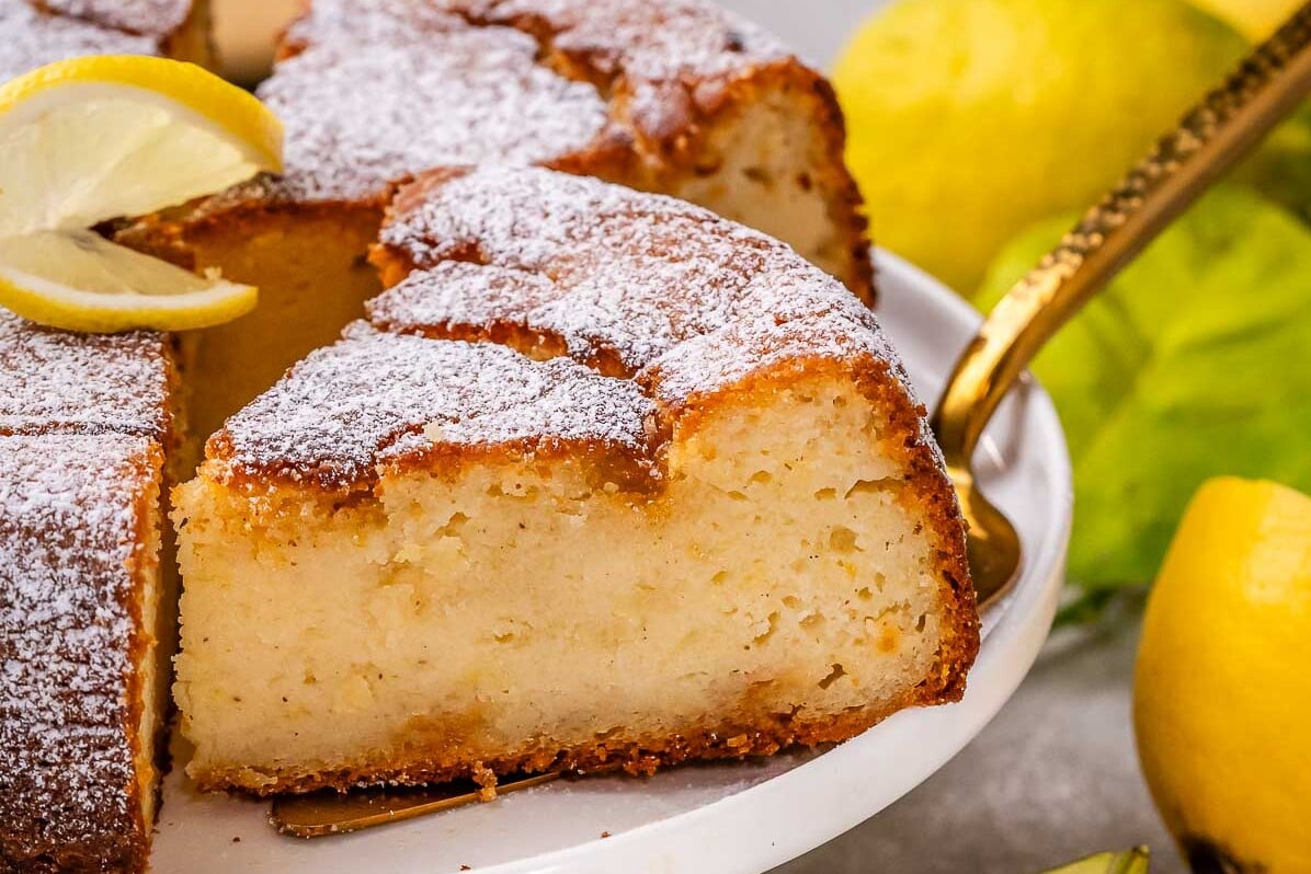 a slice of lemon ricotta cake.