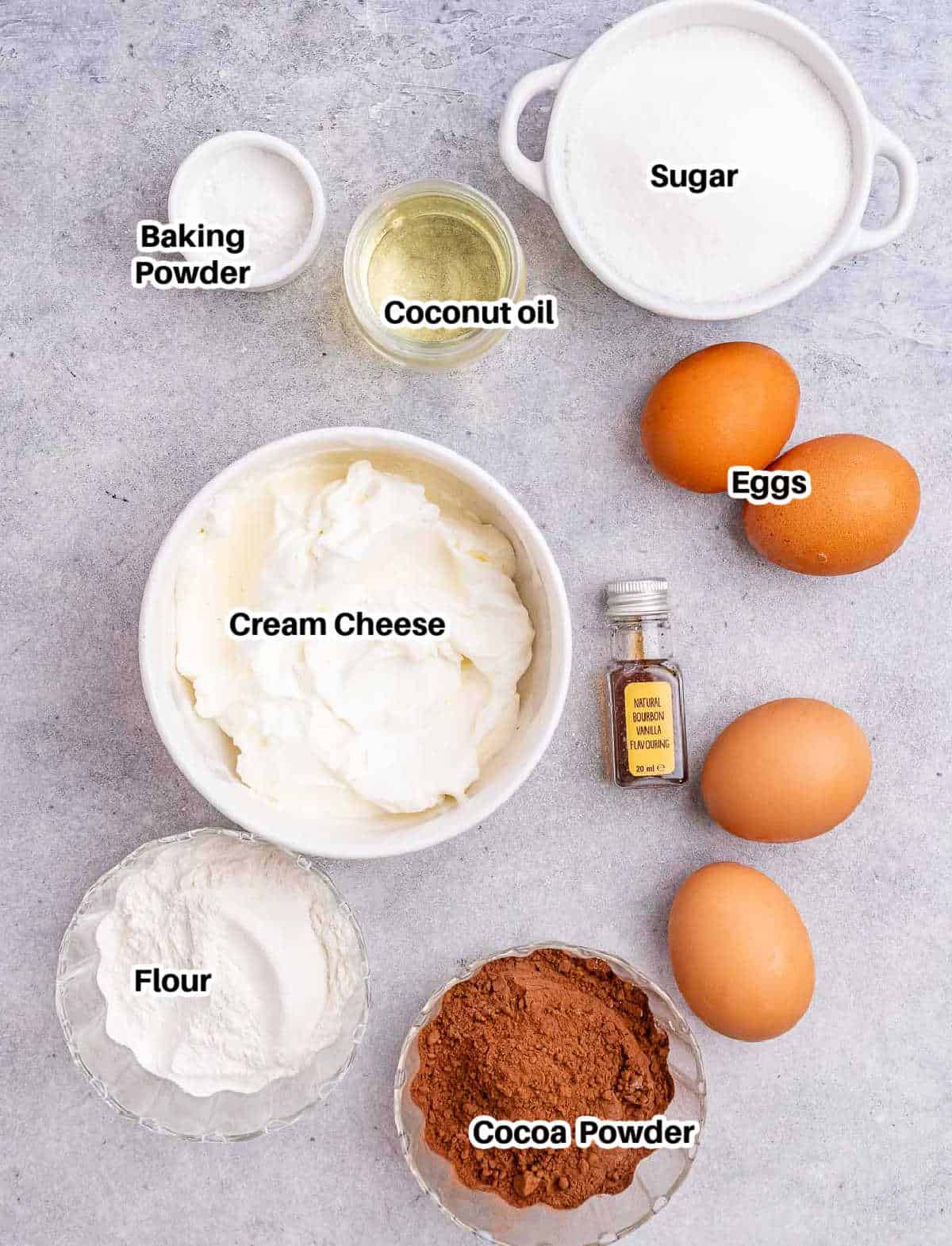 ingredients to make cheesecake brownies.