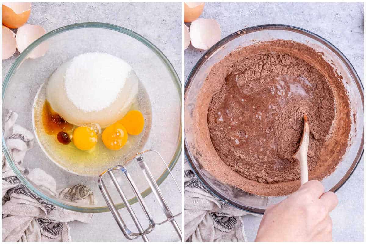 process shot to whisk the batter for the brownies.