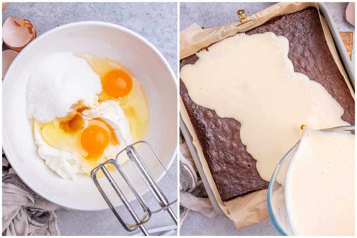 process shot to make the cheesecake later for the cheesecake brownies.