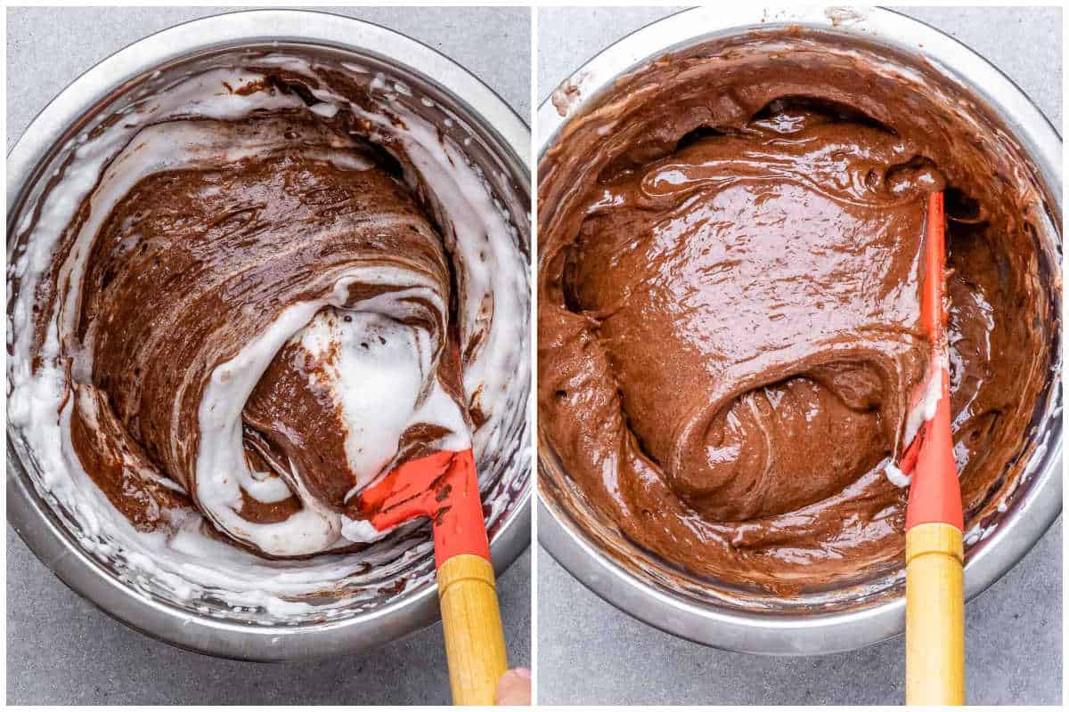 process shot of making the soufflé batter.