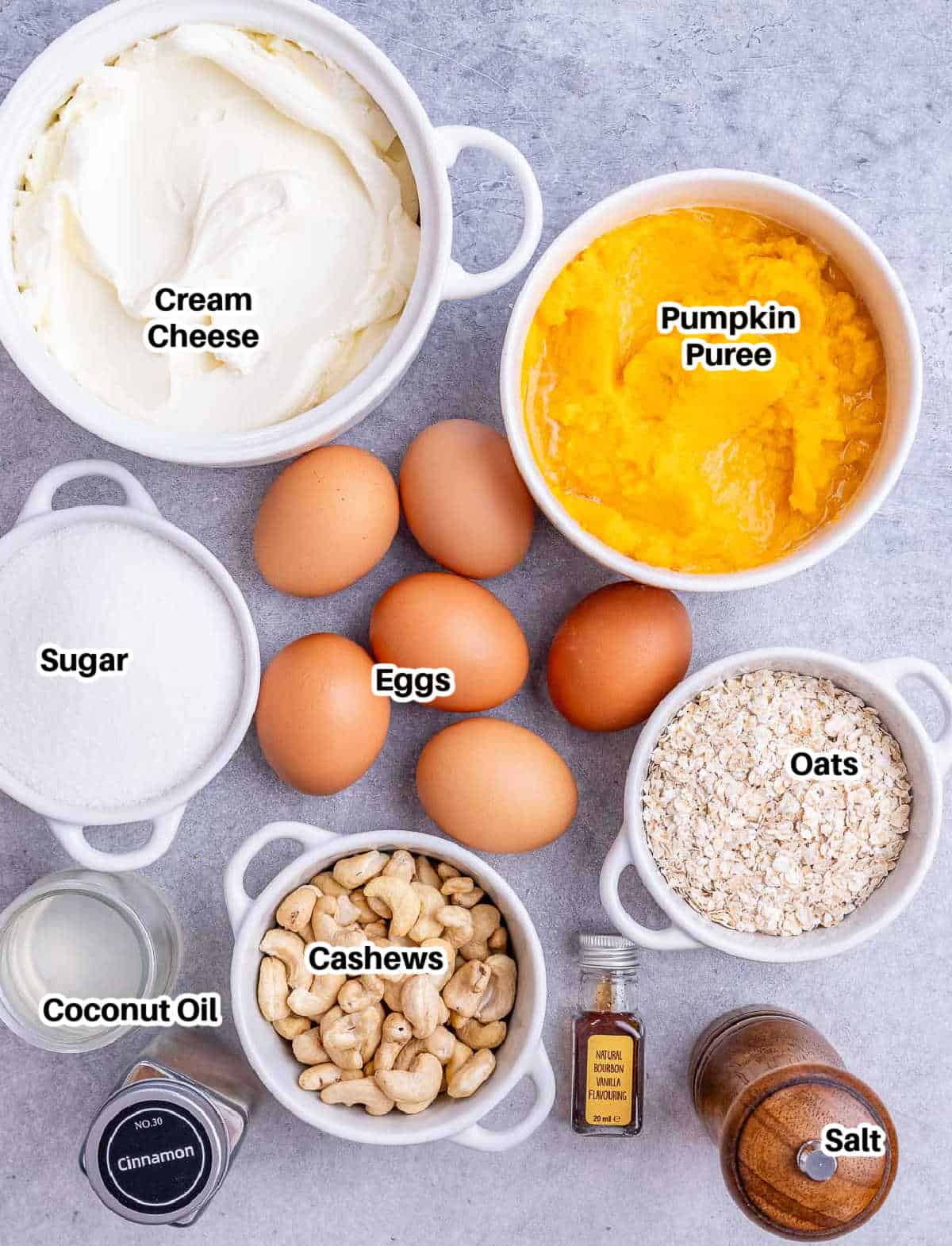 ingredients to make pumpkin cheesecake.