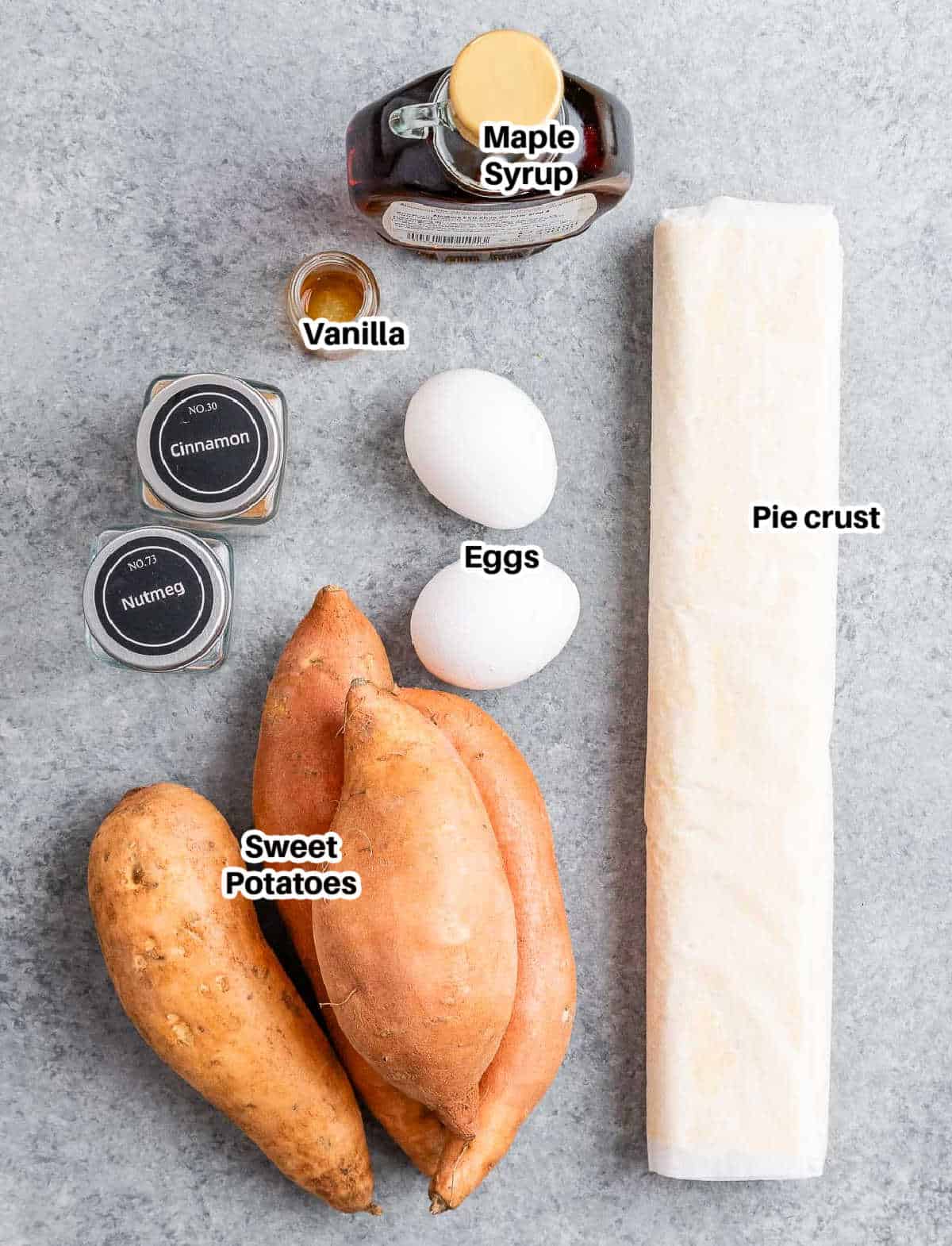 ingredients to make sweet potato pie.
