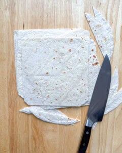 tortilla cut into squares