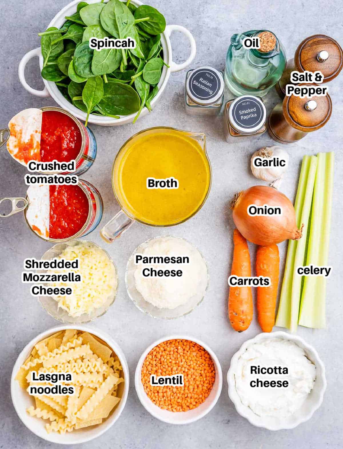 vegetarian lasagna soup ingredients.