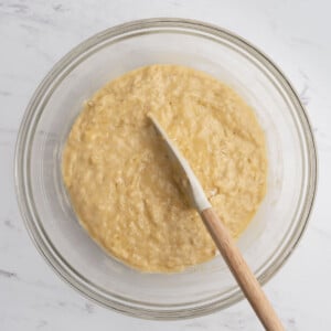 batter for blueberry muffins in a bowl.